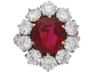 Vintage ruby diamond coronet cluster ring berganza hatton garden
