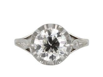 Art Deco flanked solitaire diamond ring hatton garden