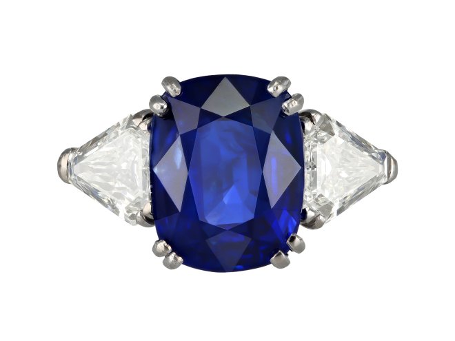 Royal Blue Burmese sapphire and diamond ring, circa 1960.