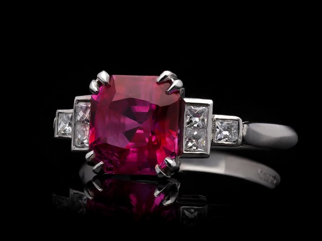 Art Deco Burmese ruby and diamond ring hatton garden