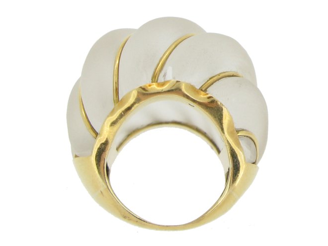 back view Vintage dress ring in frosted rock crystal