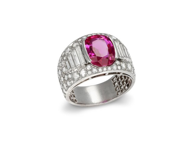 Bulgari Burmese ruby and diamond 'Trombino' ring, Italian, circa 1940 50.