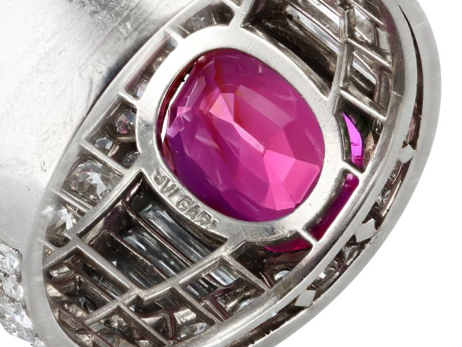 Bulgari Burmese ruby and diamond 'Trombino' ring, Italian, circa 1940 50.