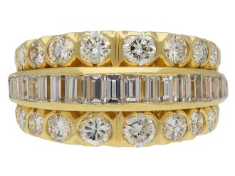 Van Cleef & Arpels three row diamond ring, American, circa 1970s.