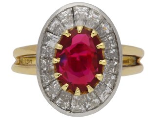 Oscar Heyman Brothers Burmese ruby and diamond coronet cluster ring, circa 1970.