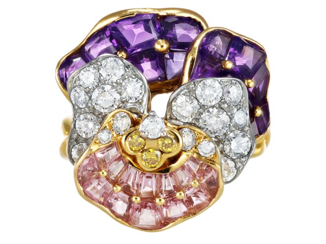 Oscar Heyman Brothers pansy ring, American, circa 1940s.
