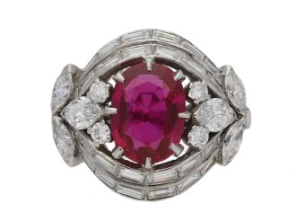 Burmese ruby and diamond cluster ring berganza hatton garden