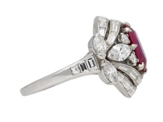 Burmese ruby and diamond cluster ring berganza hatton garden