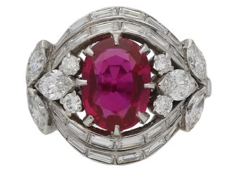 Burmese ruby and diamond cluster ring berganza hatton garden