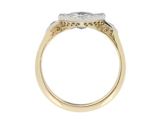 back view Antique marquise sapphire and diamond cluster ring