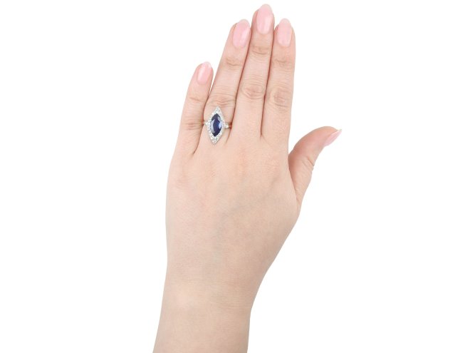 Edwardian sapphire and diamond coronet cluster ring, circa 1910.