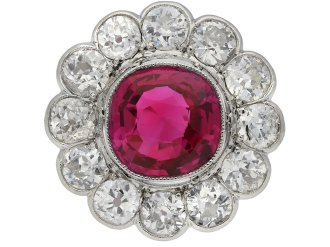 Burmese ruby diamond coronet cluster ring berganza hatton garden