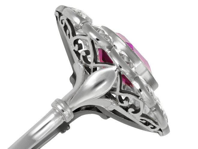 Burmese ruby and diamond coronet cluster ring, circa 1910.