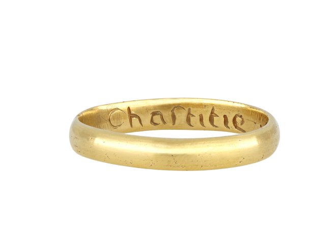 Gold posy ring 'Chastitie is a Jewell', circa 17th century.