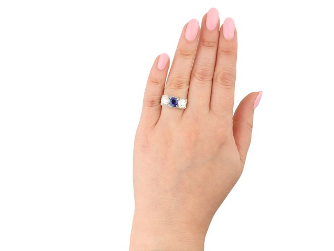 Art Deco sapphire and diamond three stone ring hatton garden