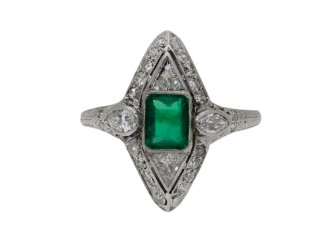 Art Deco emerald and diamond cluster ring berganza hatton garden