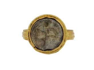 Ancient Roman man and goat intaglio ring berganza hatton garden