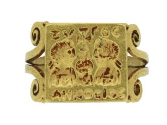 Early Byzantine gold marriage ring, circa 4th century AD.