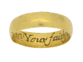 Post Medieval posy ring 'Your faithfull wife during life', circa 18th century.