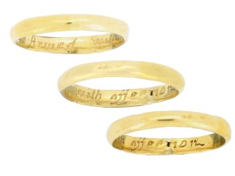 Post Medieval gold posy ring 'Armed with affection', circa 18th century.