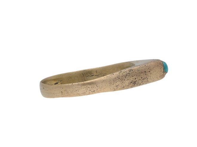 Medieval turquoise bishop's stirrup ring hatton garden