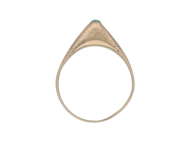Medieval turquoise bishop's stirrup ring hatton garden