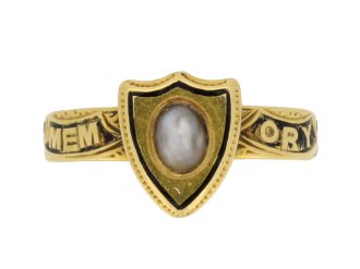 front view antique pearl mourning ring berganza hatton garden