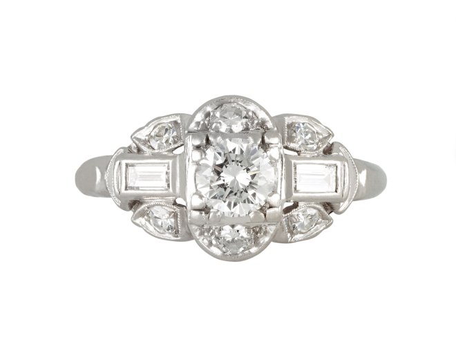 Diamond cluster ring, American, circa 1950.