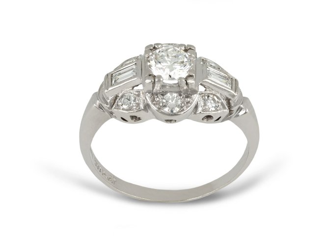 Diamond cluster ring, American, circa 1950.