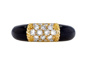 Van Cleef & Arpels onyx and diamond 'Philippine' ring, French, circa 1960.  Hatton Garden