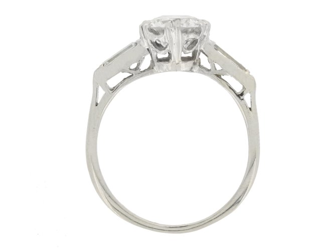 back view Solitaire diamond engagement ring with diamond set shoulders