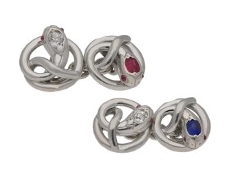 Ruby, sapphire diamond set snake cufflinks berganza hatton garden