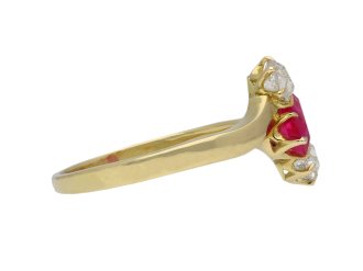 Burmese ruby and diamond three stone ring berganza hatton garden