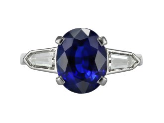 Royal Blue Burmese sapphire and diamond ring, circa 1950.