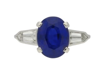 Royal Blue Burmese sapphire and diamond ring, circa 1950.