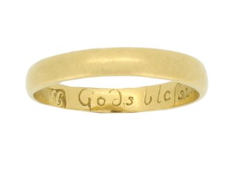 Georgian gold posy ring 'Gods blessing be on thee and me', circa 18th century.