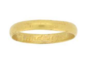 Georgian gold posy ring 'Undesignedly kept', circa 18th century.