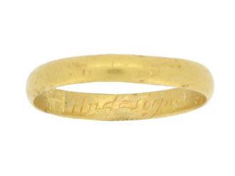 front view gold posy ring berganza hatton garden 