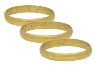 Georgian gold posy ring 'Undesignedly kept', circa 18th century.