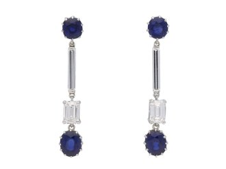Art Deco Burmese sapphire and diamond drop earrings, circa 1930.