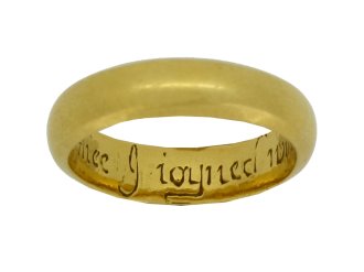 Gold posy ring 'To christ and thee I ioyned will be', circa 18th century.