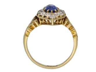 Ceylon sapphire diamond cluster ring hatton garden berganza