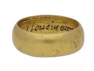 Georgian gold posy ring 'I love in earnest', circa 18th century.
