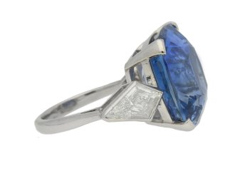Natural Ceylon sapphire and diamond ring, circa 1950.