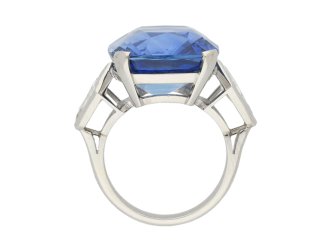 Natural Ceylon sapphire and diamond ring, circa 1950.
