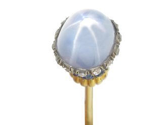  Star sapphire, sapphire and diamond pin, circa 1890.