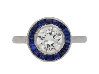 Edwardian diamond and sapphire target ring, English, circa 1915.