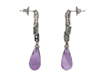 Art Deco amethyst diamond drop earrings berganza hatton garden