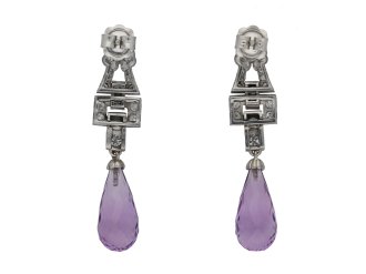 Art Deco amethyst diamond drop earrings berganza hatton garden