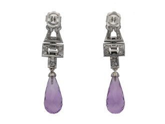 Art Deco amethyst diamond drop earrings berganza hatton garden